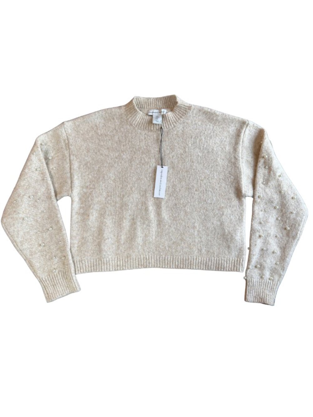 Cupcakes and Cashmere Quartz Oversized Sweater w/ Pearl Detail – Fog (M)